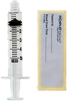 Photo of the 5mL syringe and patient ID label